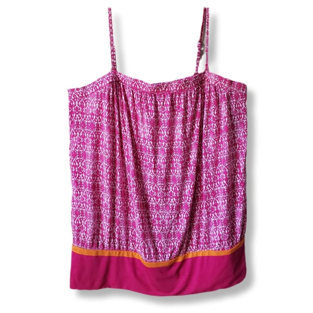 Women Lane Bryant Pink Wite Tank Cami Top 1X 18 20 Colorful Relaxed Casual NEW